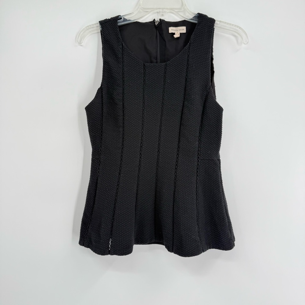 Rebecca Taylor Sleeveless Top Black Size 6 Fit/flare Lined Scoop Neck - Picture 11 of 11